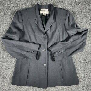VTG Rena Rowan Blazer Women 10P‎ Black 3 Button Jacket Business Office Career